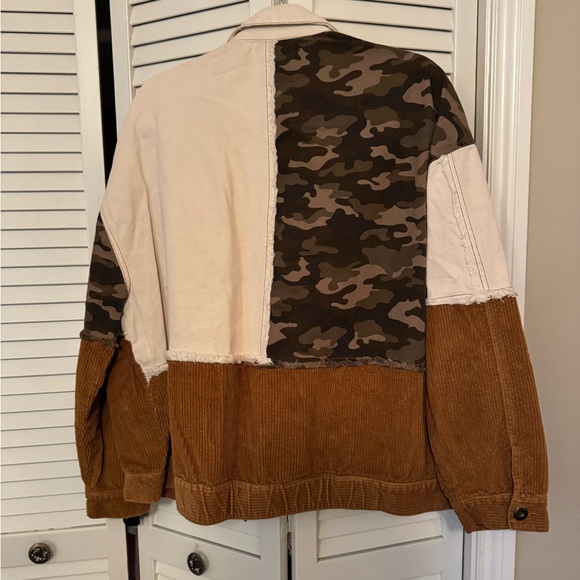 Colorblock Corduroy & Denim Jacket with Camo Accents - Picture 3 of 3